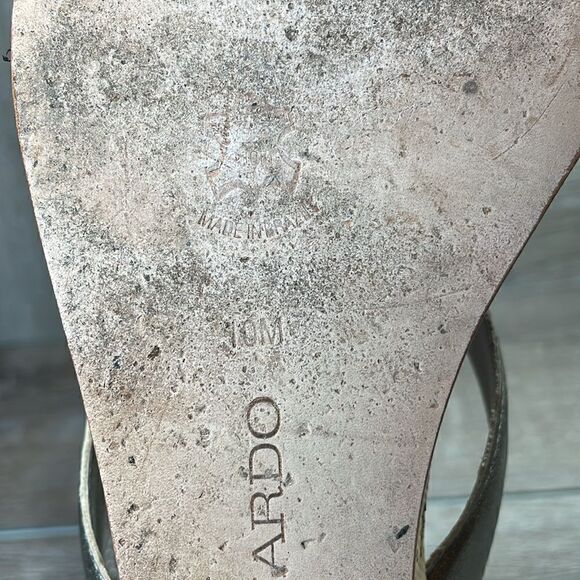 Bernardo Matrix Platinum Calf Leather Women’s Size 10M Thong Wedge Sandals - Picture 6 of 10